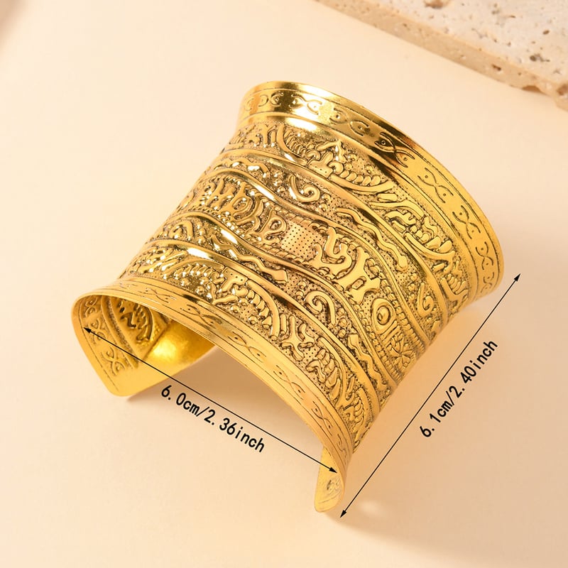 Egzotikus, széles arany karkötő Dunhuangtól nőknek, etnikai stílusú, bohém karkötő, Dai karkötő, indiai és európai ékszerek