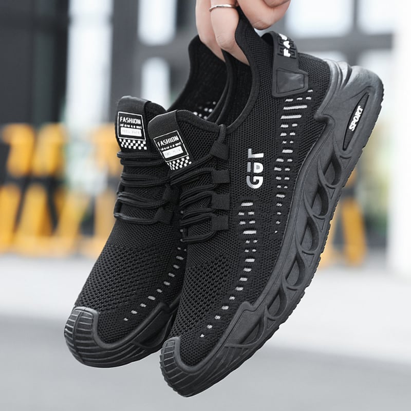 Muške casual tenisice s prozračnim fly-knit gornjim dijelom, gumom potplatom, niski kroj, zaobljeni vrh