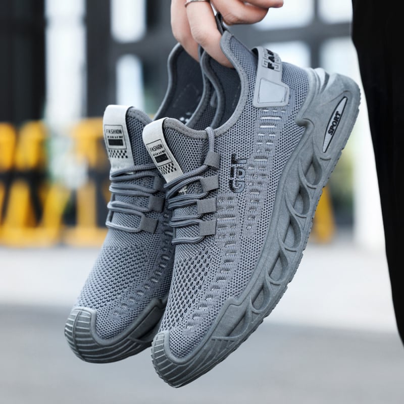 Muške casual tenisice s prozračnim fly-knit gornjim dijelom, gumom potplatom, niski kroj, zaobljeni vrh