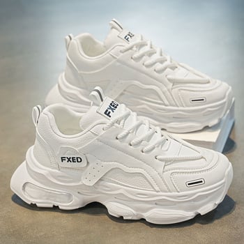 Muške tenisice s debelim potplatom – PU gornji dio, gumeni đon, vezanje šnuralama, EVA ulošak, visina pete 3–5 cm