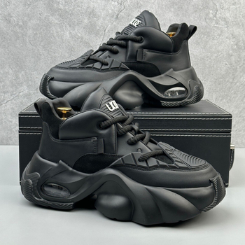 Muške tenisice u stilu dad shoes, udobne sportske tenisice s debelom potplatom, gornji dio od sintetičke kože, EVA potplat, zatvaranje vezicama, niski zglob gležnja
