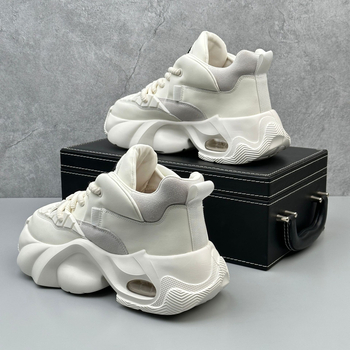 Muške tenisice u stilu dad shoes, udobne sportske tenisice s debelom potplatom, gornji dio od sintetičke kože, EVA potplat, zatvaranje vezicama, niski zglob gležnja
