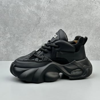 Muške tenisice u stilu dad shoes, udobne sportske tenisice s debelom potplatom, gornji dio od sintetičke kože, EVA potplat, zatvaranje vezicama, niski zglob gležnja