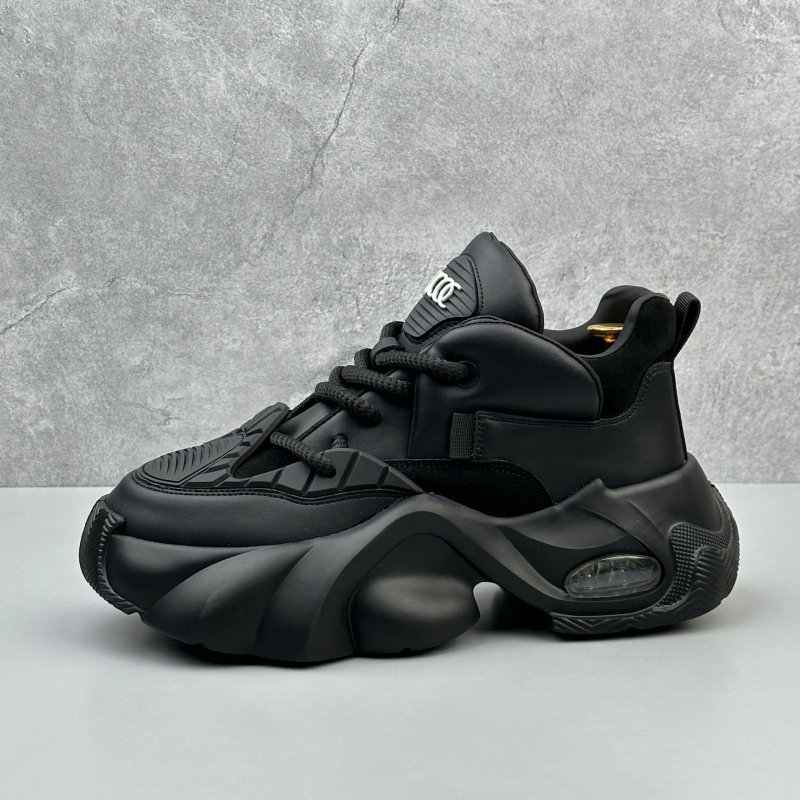 Muške tenisice u stilu dad shoes, udobne sportske tenisice s debelom potplatom, gornji dio od sintetičke kože, EVA potplat, zatvaranje vezicama, niski zglob gležnja