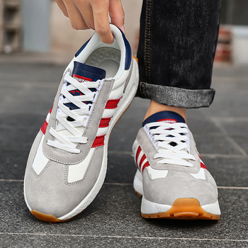 Unisex tenisice za trčanje s gornjim dijelom od svinske kože, lagana pjena potplata, prozračna PU uložak, mrežasta unutarnja podstava, dizajn s blok bojama, vezanje