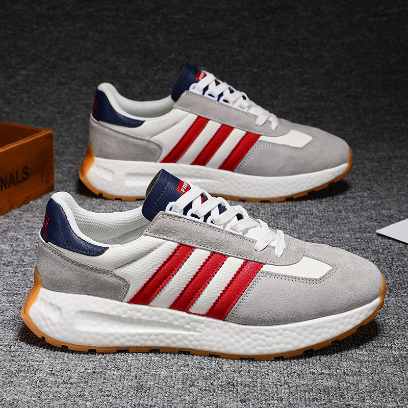 Unisex tenisice za trčanje s gornjim dijelom od svinske kože, lagana pjena potplata, prozračna PU uložak, mrežasta unutarnja podstava, dizajn s blok bojama, vezanje