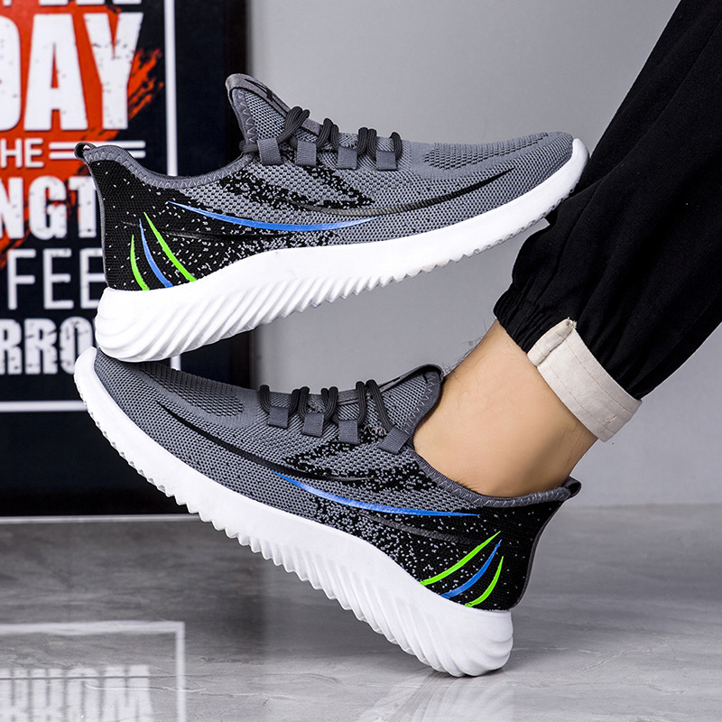 Muške svakodnevne tenisice za trčanje, prozračni Flyknit gornji dio, lagane, prednje vezivanje, niski vrh