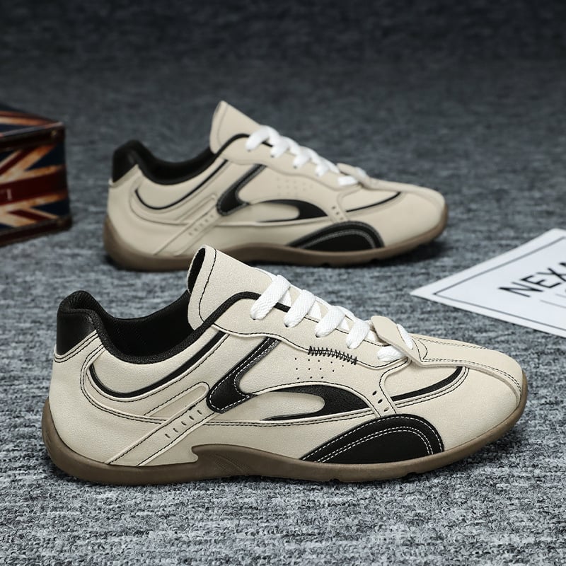 Pantofi sport casual pentru bărbați, design color-block, partea superioară PU + plasă, respirabili, închidere cu șireturi, vârf rotund