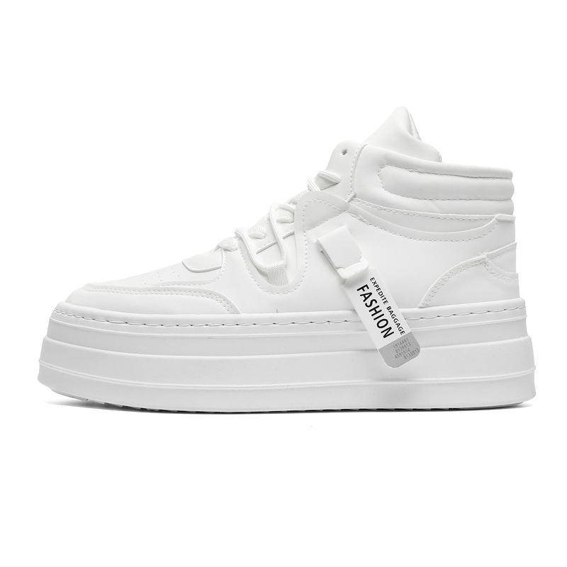 Sportske casual tenisice, srednje visoke, debela potplata, vezivanje na vezice, gornji dio od sintetičke kože, PVC potplata, visina peta 6–8 cm