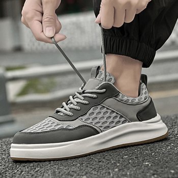 Muške tenisice za sportski casual stil, prozračni mrežasti gornji dio, gumena potplat, vezanje, niski vrh, PU ulošak