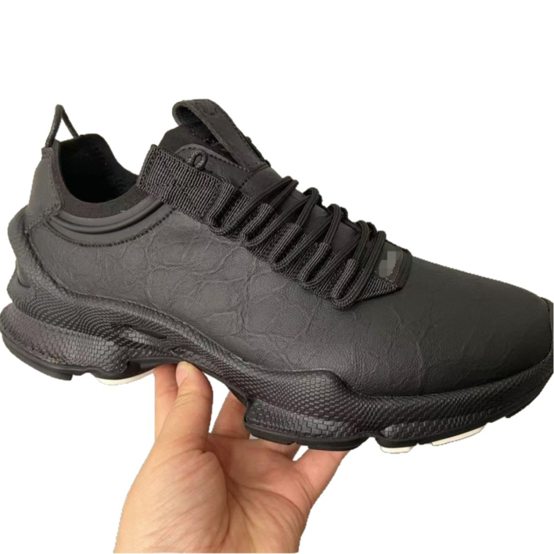 Pantofi sport casual din piele unisex pentru plimbări, cu partea superioară din piele de vită dublă, talpă turnată prin injecție, branț PU, glezna joasă, vârf rotund