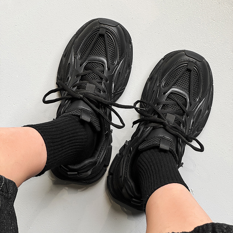 Pantofi sport bărbați Dad shoes, upper plasă, talpă PVC groasă, închidere cu șireturi, profil redus