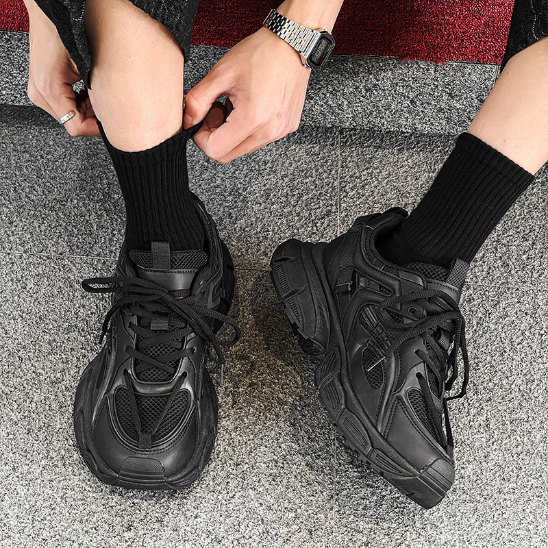 Pantofi sport bărbați Dad shoes, upper plasă, talpă PVC groasă, închidere cu șireturi, profil redus