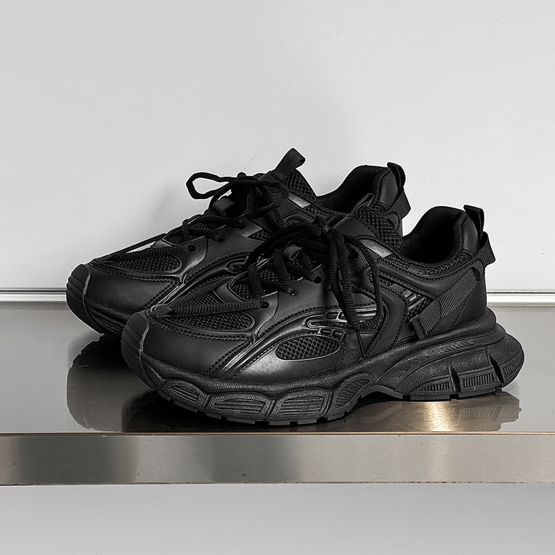 Pantofi sport bărbați Dad shoes, upper plasă, talpă PVC groasă, închidere cu șireturi, profil redus