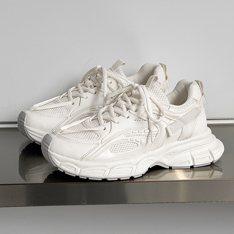 Pantofi sport bărbați Dad shoes, upper plasă, talpă PVC groasă, închidere cu șireturi, profil redus