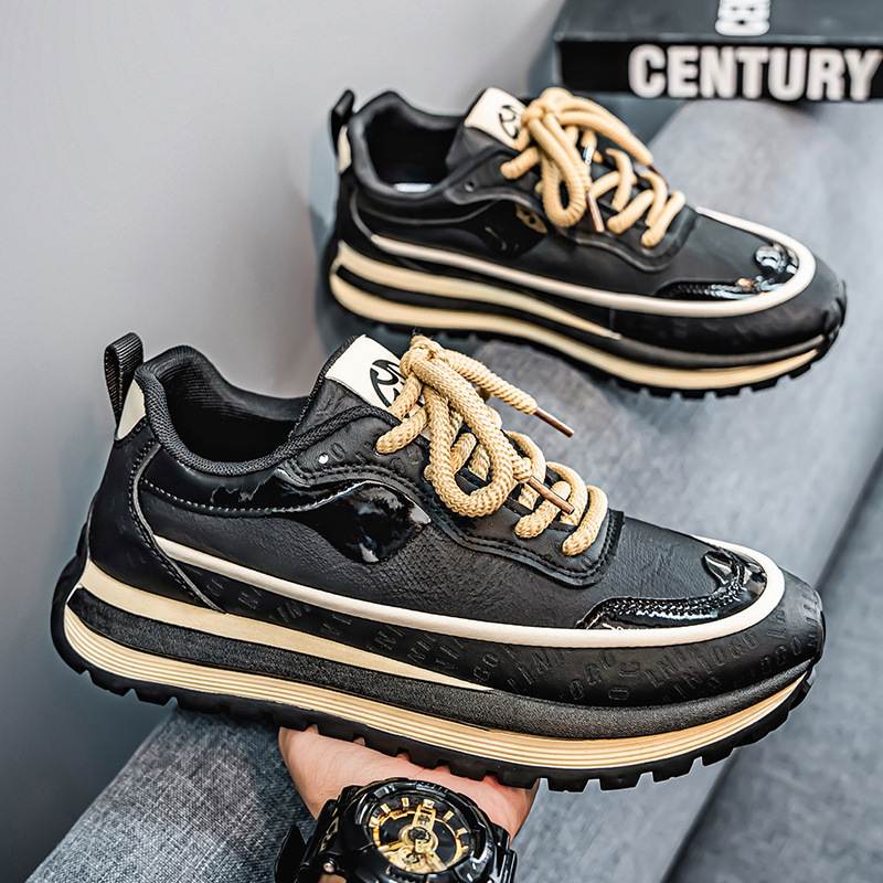 Muške casual tenisice Dad Shoes, model K10, s povećanjem visine, PU gornji dio, PVC potplat, prugasti dizajn