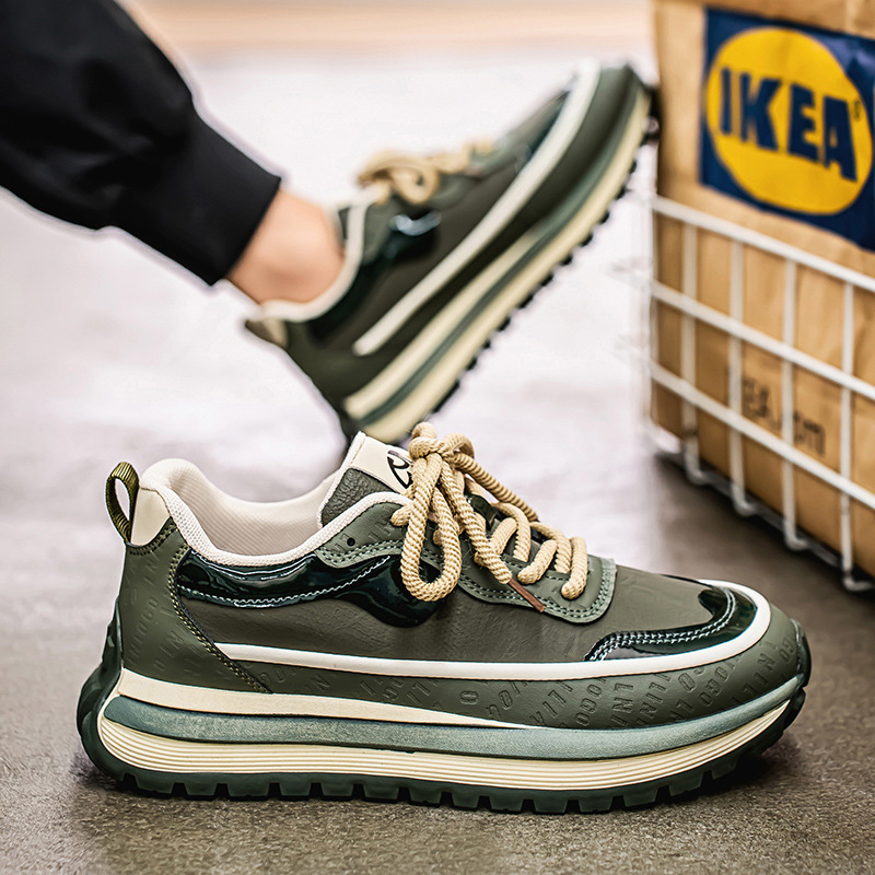 Muške casual tenisice Dad Shoes, model K10, s povećanjem visine, PU gornji dio, PVC potplat, prugasti dizajn