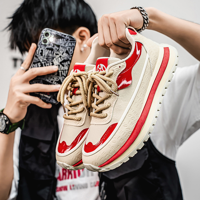 Muške casual tenisice Dad Shoes, model K10, s povećanjem visine, PU gornji dio, PVC potplat, prugasti dizajn