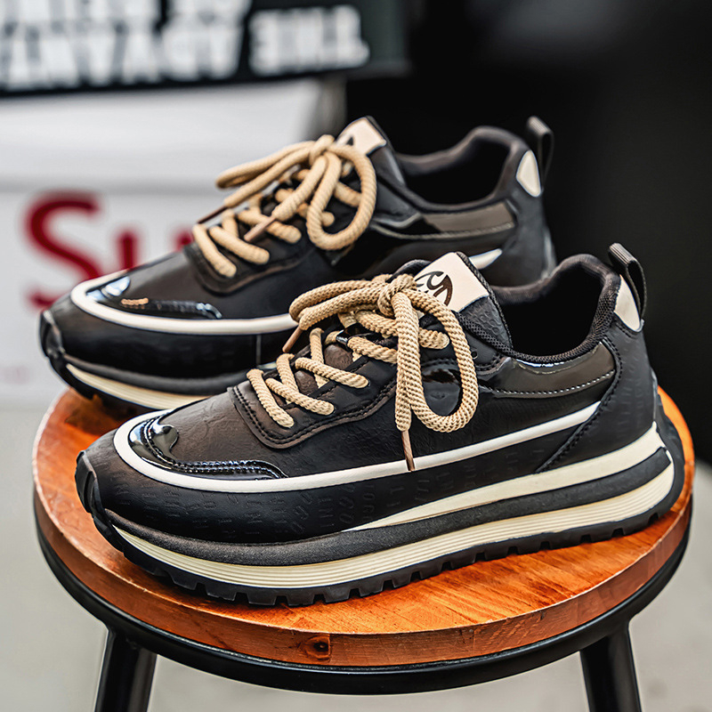 Muške casual tenisice Dad Shoes, model K10, s povećanjem visine, PU gornji dio, PVC potplat, prugasti dizajn