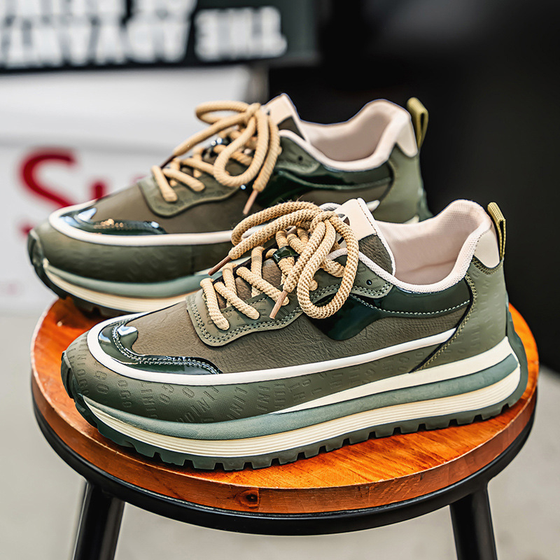 Muške casual tenisice Dad Shoes, model K10, s povećanjem visine, PU gornji dio, PVC potplat, prugasti dizajn