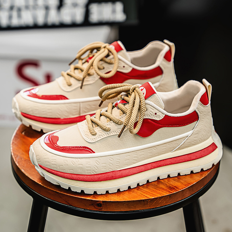 Muške casual tenisice Dad Shoes, model K10, s povećanjem visine, PU gornji dio, PVC potplat, prugasti dizajn