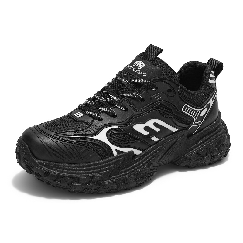 Vyriski chunky kedai su kvėpuojančia tinkline viršutine dalimi, stora pada, žemas viršus, raišteliai, neslidus gumos padas