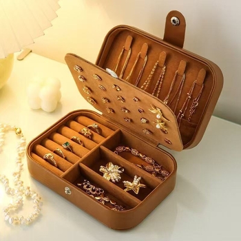 Kožna kutija za nakit, retro stil, srednji model, za ogrlice, prstene i naušnice