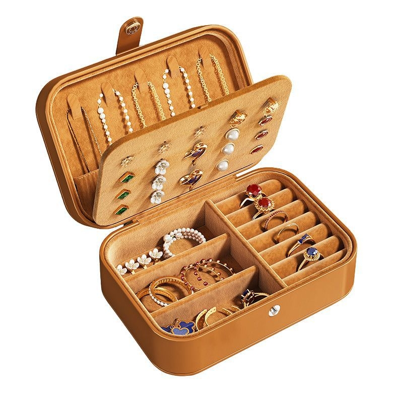 Kožna kutija za nakit, retro stil, srednji model, za ogrlice, prstene i naušnice