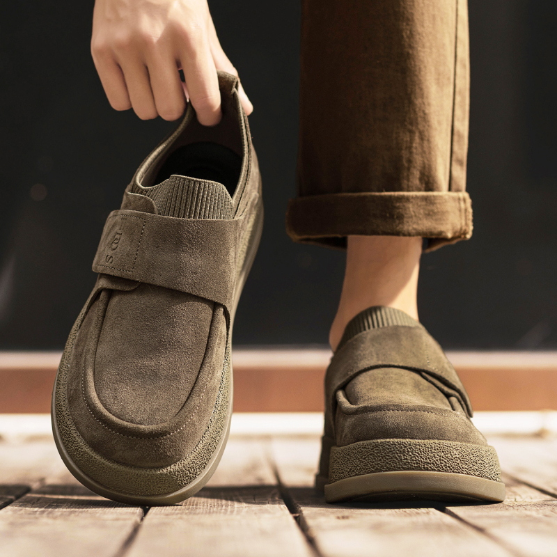Vyriski loaferiai su PU viršutine dalimi, guma padas, Velcro užsegimas, smailus pirštas