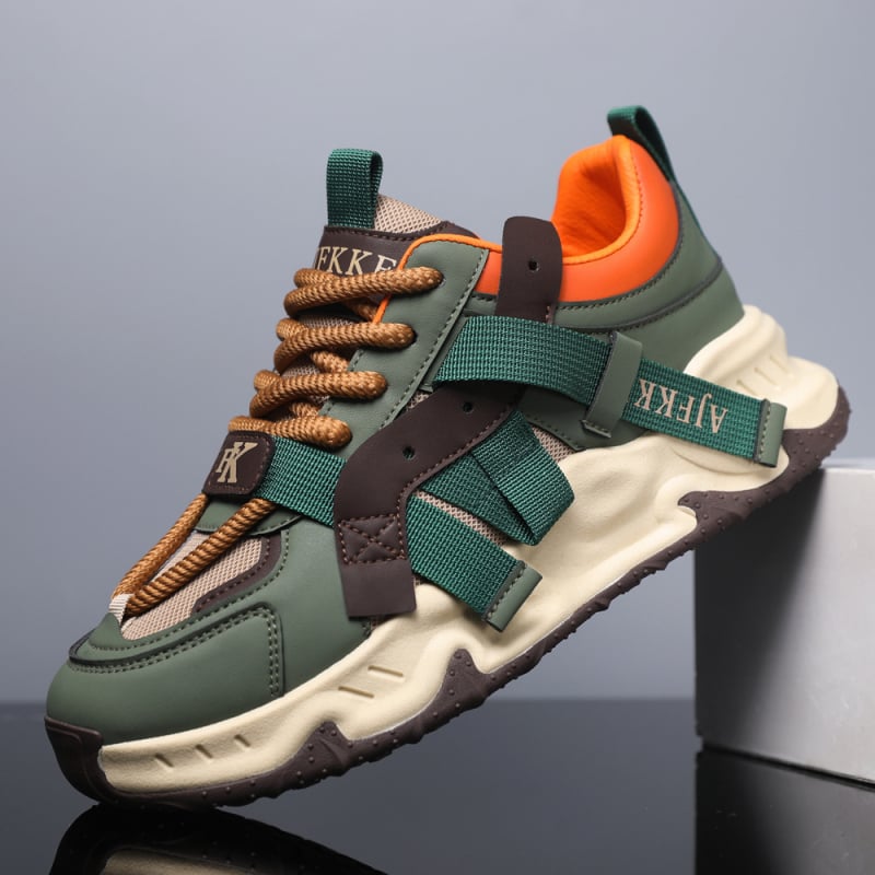 Muške tenisice dad shoes – maskirni uzorak, prozračne, debela potplata za povećanje visine, gornji dio od sintetičke kože, gumena podloga