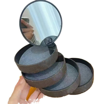 Τέσσερα επίπεδα περιστρεφόμενο κουτί κοσμημάτων με καθρέφτη για αλυσίδες και βραχιόλια (ABS υλικό, σκληρότητα: σκληρό, στυλ ελαφρού πολυτελείας)