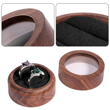 Ξύλινο κουτί κοσμημάτων από καρυδόξυλο, στρογγυλό, επιτραπέζιο, ιαπωνικού στυλ, σκληρό, μονόχρωμο