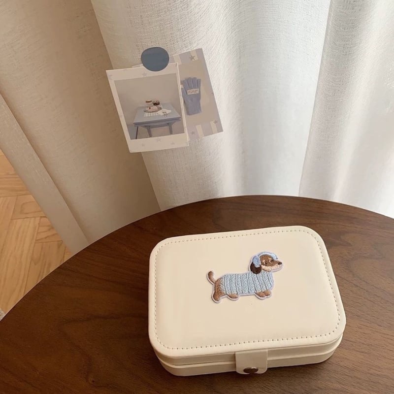 Κουτί αποθήκευσης κοσμημάτων με Νταχσούντ σε Instagram στυλ, κεντημένο, μεγάλη χωρητικότητα για σκουλαρίκια και αλυσίδες