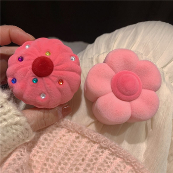 Κουτί κοσμημάτων από βελούδο, χαριτωμένο στυλ κινουμένων σχεδίων, σκληρή κατασκευή, μοτίβο μονόχρωμο