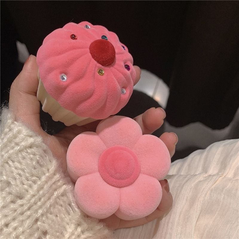 Κουτί κοσμημάτων από βελούδο, χαριτωμένο στυλ κινουμένων σχεδίων, σκληρή κατασκευή, μοτίβο μονόχρωμο