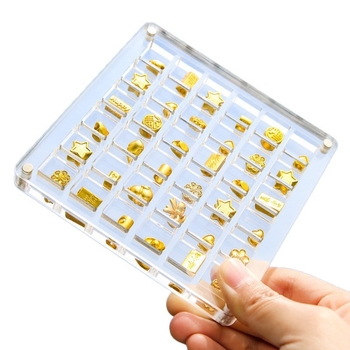 Τετράγωνη θήκη κοσμημάτων με 36 διαμερίσματα, διαφανές ακρυλικό, μαγνητική κατασκευή από PET, χαριτωμένο στυλ καρτούν