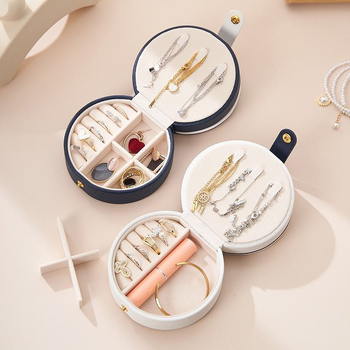 Okrugla kožna kutija za nakit, stalak za nakit, brenda Weiding (materijal: koža; namjena: skladištenje nakita; vrsta pakiranja: stalak za nakit; marka: Weiding)