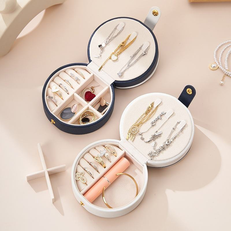 Okrugla kožna kutija za nakit, stalak za nakit, brenda Weiding (materijal: koža; namjena: skladištenje nakita; vrsta pakiranja: stalak za nakit; marka: Weiding)