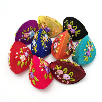 Κουτί κοσμημάτων για δαχτυλίδια με εθνο-ρετρό ύφασμα και κεντημένες κορδέλες; σκληρή θήκη, μοντέλο 009, Sanbao brocade.