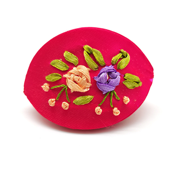 Κουτί κοσμημάτων για δαχτυλίδια με εθνο-ρετρό ύφασμα και κεντημένες κορδέλες; σκληρή θήκη, μοντέλο 009, Sanbao brocade.