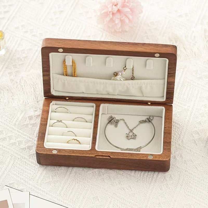 Κουτί κοσμημάτων hp187 — ξύλο καρυδιάς, εξατομικευμένο στυλ, προσαρμογή διαθέσιμη