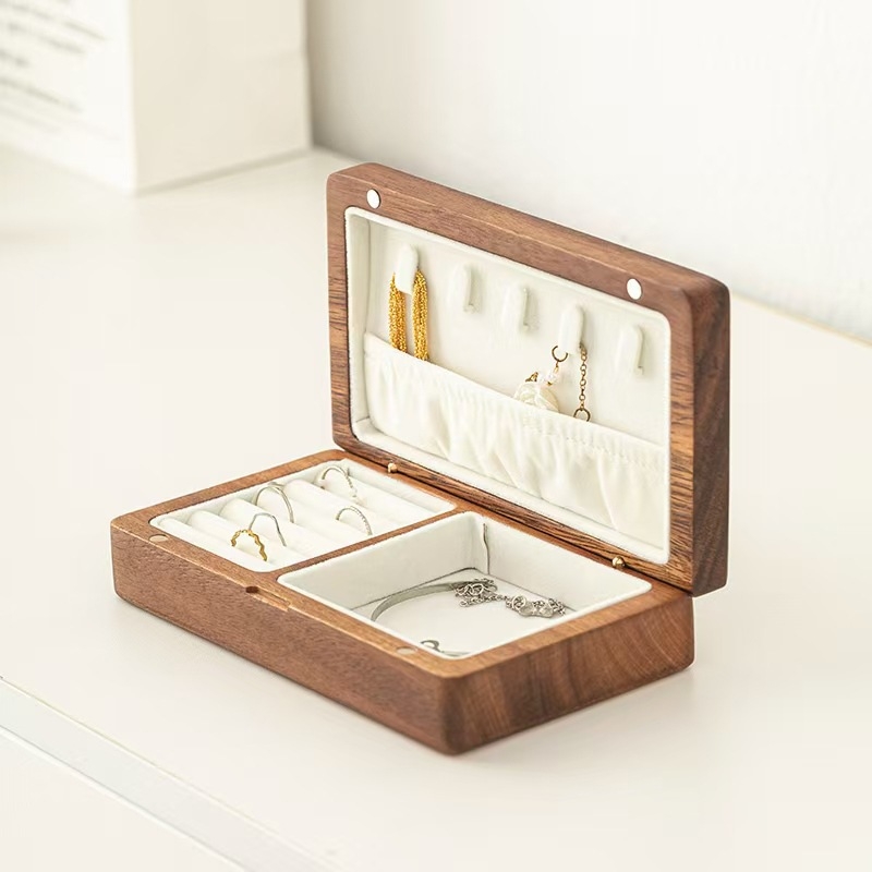 Κουτί κοσμημάτων hp187 — ξύλο καρυδιάς, εξατομικευμένο στυλ, προσαρμογή διαθέσιμη