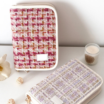 Βελούδινη τσάντα κοσμημάτων, στυλ clutch, φρέσκο και γλυκό στυλ, ριγέ μοτίβο, μαλακή επιφάνεια, δυνατότητα παραμετροποίησης