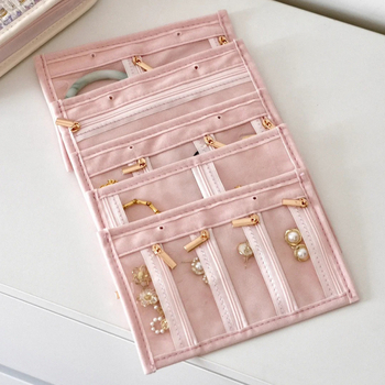 Βελούδινη τσάντα κοσμημάτων, στυλ clutch, φρέσκο και γλυκό στυλ, ριγέ μοτίβο, μαλακή επιφάνεια, δυνατότητα παραμετροποίησης