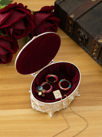 Κουτί κοσμημάτων από κράμα ψευδαργύρου, ευρωπαϊκού στυλ με μοτίβο ρόδου, χειροποίητα ζωγραφισμένο, διακόσμηση γάμου