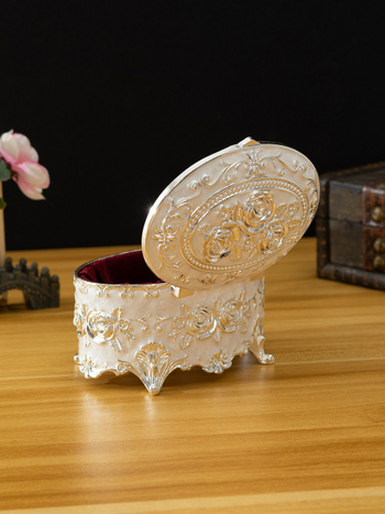 Κουτί κοσμημάτων από κράμα ψευδαργύρου, ευρωπαϊκού στυλ με μοτίβο ρόδου, χειροποίητα ζωγραφισμένο, διακόσμηση γάμου