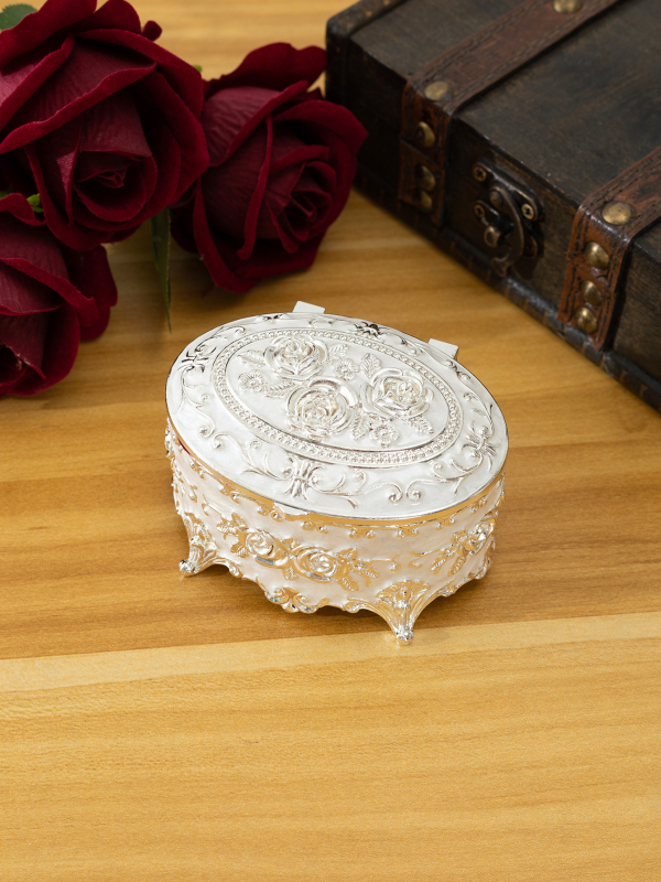 Κουτί κοσμημάτων από κράμα ψευδαργύρου, ευρωπαϊκού στυλ με μοτίβο ρόδου, χειροποίητα ζωγραφισμένο, διακόσμηση γάμου