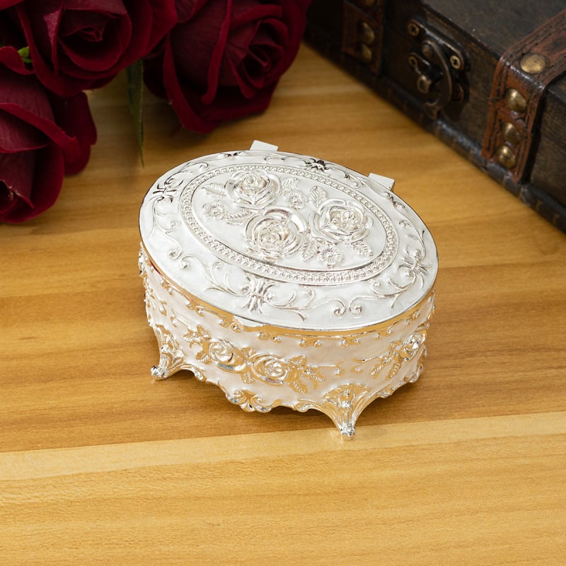 Κουτί κοσμημάτων από κράμα ψευδαργύρου, ευρωπαϊκού στυλ με μοτίβο ρόδου, χειροποίητα ζωγραφισμένο, διακόσμηση γάμου