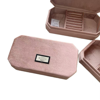 Ροζ βελούδινο κουτί κοσμημάτων – μοντέλο SRA222, ABS υλικό, σκληρό περίβλημα, κατάλληλο δώρο για γάμους και ταξίδια