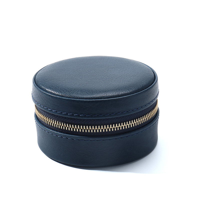 Kožna kutija za nakit s patentnim zatvaračem i preklopnim poklopom – za prstene i naušnice, minimalistički dizajn